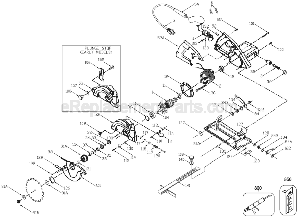 Page A Diagram and Parts List for 345 Type 2 Porter Cable Circular Saw